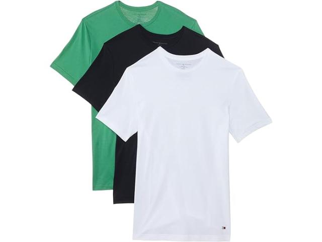 (取寄) トミーヒルフィガー メンズ コットン クラシック 3-パック クルーネック アンダーシャツ   men   Cotton Classic 3-Pack Crewneck Undershirts Valley Green/ Desert Sky/ White