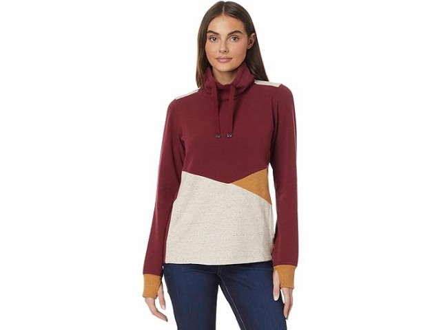 (取寄) エルエルビーン レディース コージー カラーブロック スウェットシャツ L.L.Bean women L.L.Bean Cozy Color-Block Sweatshirt Deep Rosewood Heather/Gray Birch Heatherの通販は