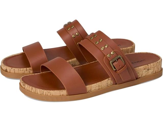 (取寄) ラッキーブランド レディース スタデッド トゥー バンド フラッツ サンダル Lucky Brand women Dineesa Studded Two Band Flat Sandals Conger