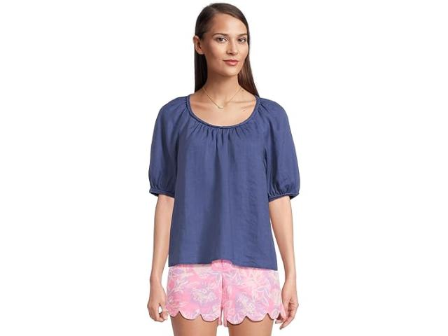 (取寄) リリー ピュリッツァー レディース カリス ショート スリーブ トップ Lilly Pulitzer women Calais Short Sleeve Top Sapphire Pool