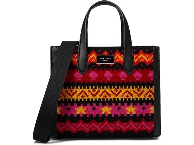 (取寄) ケイトスペード レディース マンハッタン カーニバル フェア アイル セーター ニット スモール トート Kate Spade New York women Manhattan Carnival Fair Isle Sweater Knit Small Tote Pink Multi