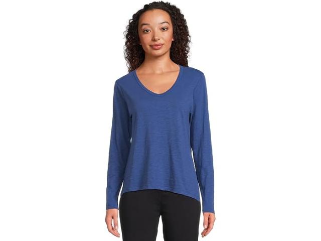 (取寄) エリオット ローレン レディース ガーメント ダイ ティー - ロング スリーブ V-ネック ニット トップ Elliott Lauren women Garment Dye Tees - Long Sleeve V-Neck Knit Top Lapis