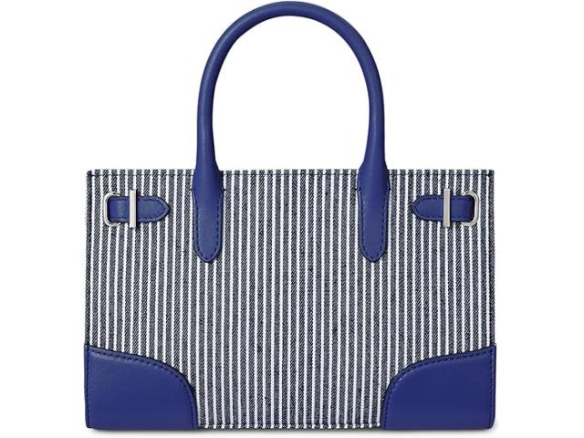 (取寄) ローレン ラルフローレン レディース ストライプド キャンバス スモール デヴィン トート バッグ Lauren Ralph Lauren women Striped Canvas Small Devyn Tote Bag Refined Navy Stripe/Blue Lapis