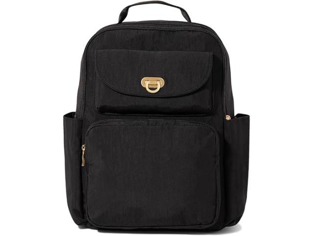 (取寄) バッガリーニ レディース コースタル フリップ ロック ラップトップ バックパック Baggallini women Coastal Flip Lock Laptop Backpack Black White/Gold Hardware