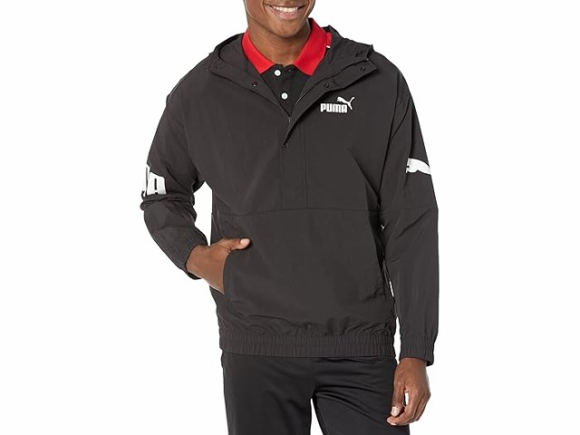 (取寄) プーマ メンズ パワー フーデット 1/2 ジップ ウィンドブレーカー PUMA men Power Hooded 1/2 Zip Windbreaker Blackの通販は
