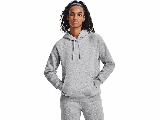 (取寄) アンダーアーマー レディース ライバル フリース ブーディ Under Armour women Rival Fleece Hoodie Mod Gray Light Heather/Whiteの通販は 11,642円