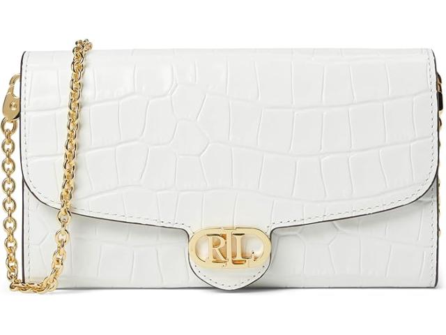 (取寄) ローレン ラルフローレン レディース クロック-エンボスド ミディアム アデア クロスボディ Lauren Ralph Lauren women Croc-embossed Medium Adair Crossbody White