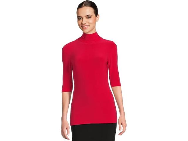 (取寄) ノーマ カマリ レディース スリム フィット ショート スリーブ タートル トップ Norma Kamali women Slim Fit Short Sleeve Turtle Top Tiger Red