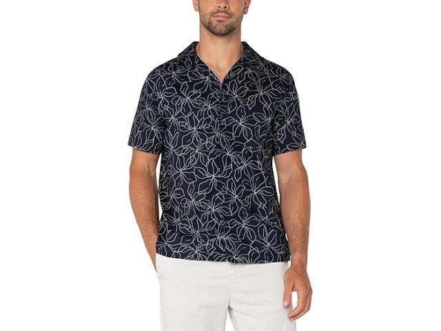 (取寄) リバプールロサンゼルス メンズ ショート スリーブ ボタン アップ キャンプ シャツ Liverpool Los Angeles men Short Sleeve Button Up Camp Shirt Navy/White