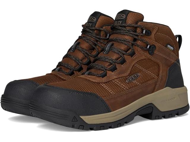 (取寄) キーン ユーティリティ メンズ スコーキー ウォータープルーフ ワーク ブーツ トゥ) KEEN Utility men Skokie Waterproof Work Boot (Carbon Toe) Dark Earth/Black