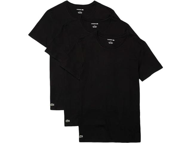 (取寄) ラコステ メンズ 3-パック クルー ネック スリム フィット エッセンシャル T-シャツ Lacoste men Lacoste 3-Pack Crew Neck Slim Fit Essential T-Shirt Blackの通販はポロシャツ