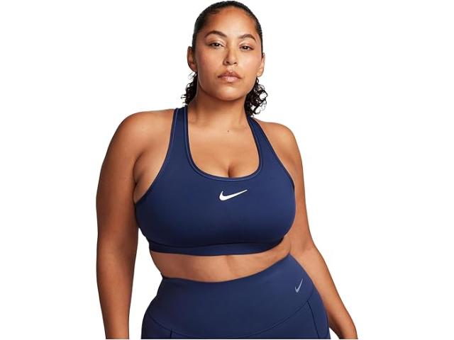 (取寄) ナイキ レディース スウォッシュ ミディアム サポート ブラ Nike women Swoosh Medium Support Bra Midnight Navy/White