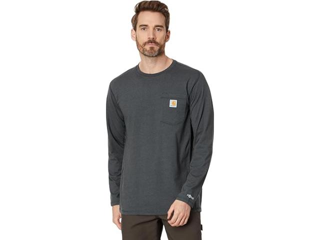 (取寄) カーハート メンズ フォース リラックスド-フィット フィット ミッドウエイト ロング スリーブ ポケット T-シャツ Carhartt men Force Relaxed Fit Midweight Long Sleeve Pocket T-Shirt Carbon Heather