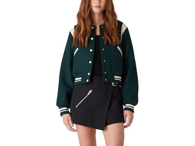 (取寄) ブランクニューヨーク レディース ウーブン バーシティ ボンバー ジャケット Blank NYC women Woven Varsity Bomber Jacket Green