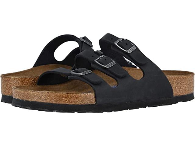 (取寄) ビルケンシュトック レディース フロリダ ソフト フットベッド - レザー Birkenstock women  Florida Soft Footbed - Leather Black Oiled Leather