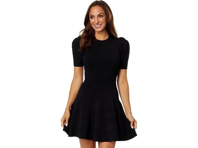 (取寄) テッドベーカー レディース ヴェルヴェイ パフ スリーブ ドレス ウィズ エンジニア スカート Ted Baker women Velvey Puff Sleeve Dress with Engineered Skirt Black