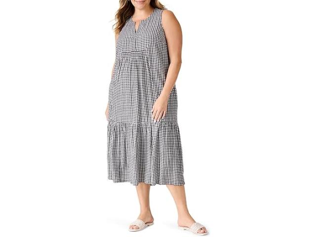 (取寄) ニックゾー レディース プラス サイズ ドレイピー ギンガム ドレス NIC+ZOE women Plus Size Drapey Gingham Dress Black Multiの通販は