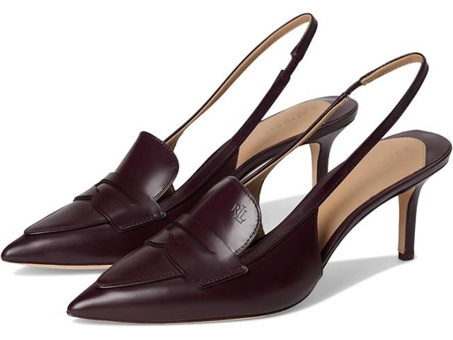 (取寄) ローレン ラルフローレン レディース クロエ レザー スリングバック ローファーズ パンプス Lauren Ralph Lauren women Khloe Leather Slingback Loafers Pumps Dark Garnet