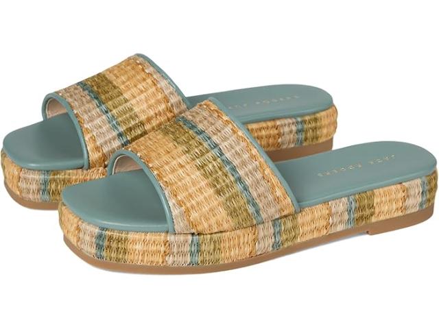 (取寄) ジャック ロジャース レディース ベイ フラットフォーム サンダル - ラフィア Jack Rogers women Bay Flatform Sandal - Raffia Seafoam Stripe