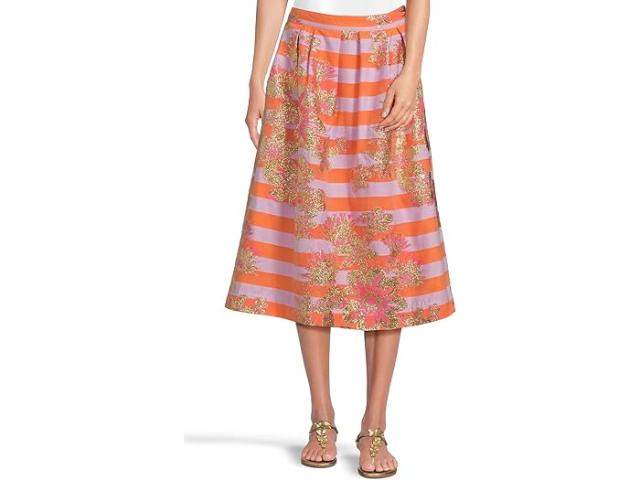 (取寄) リリー ピュリッツァー レディース ミディ スカート Lilly Pulitzer women Lauderdale Midi Skirt Papaya llic Floral Stripe Jacquard