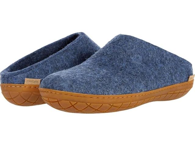 (取寄) グレーラップ ウール スリッポン ラバー アウトソール Glerups Wool Slip-On Rubber Outsole Denim/Honey Rubber