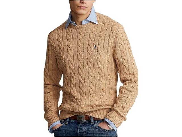 (取寄) ラルフローレン メンズ ケーブルニット コットン セーター Polo Ralph Lauren men Cable-Knit Cotton Sweater Camel Melange