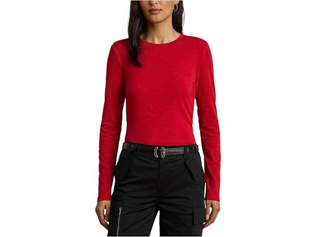 (取寄) ローレン ラルフローレン レディース コットンブレンド ロング-スローブ トップ Lauren Ralph Lauren women Cotton-Blend Long-Sleeve Top Ralph Red