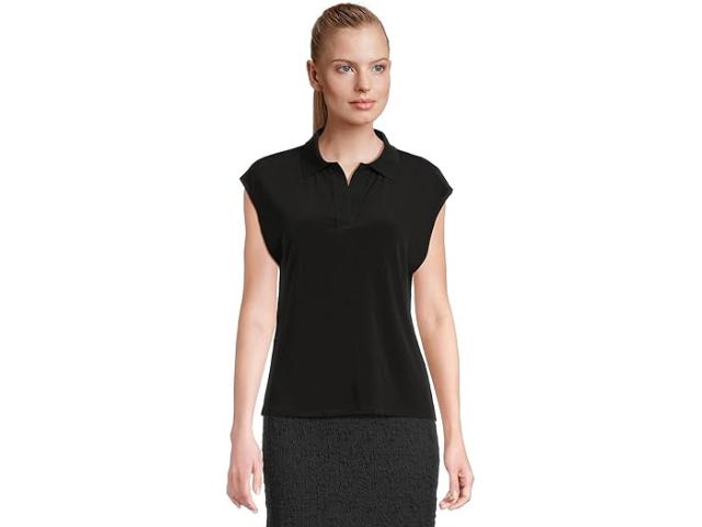 (取寄) ヴィンス レディース キャップ スリーブ ポロ Vince women Cap Sleeve Polo Black