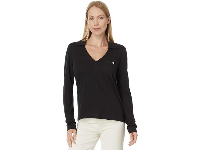 (取寄) リラ P レディース ロング スリーブ カラード V-ネック Lilla P women Lilla P Long Sleeve Collared V-Neck Blackの通販は