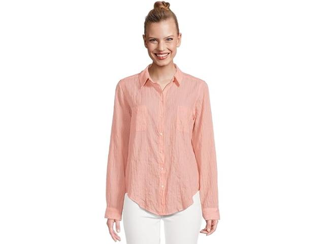 (取寄) リリー ピュリッツァー レディース シー ビュー ボタンダウン Lilly Pulitzer women Sea View Button-Down Papaya X Conch Shell Pink Ltwt Oxford Shirting Stripe