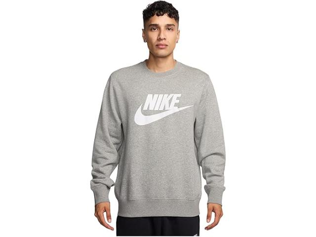 (取寄) ナイキ メンズ クラブ ブラッシュ フリース クルー Nike men Club Brushed Fleece Crew Dark Grey Heather/White