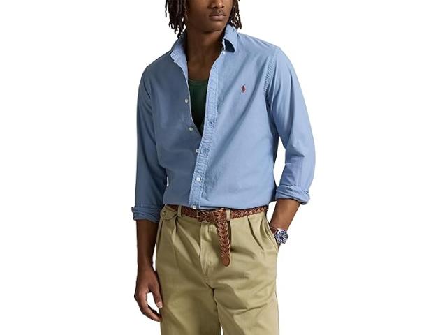 (取寄) ラルフローレン メンズ クラシック フィット ガーメントダイ オックスフォード シャツ Polo Ralph Lauren men Classic Fit Garment-Dyed Oxford Shirt Channel Blue
