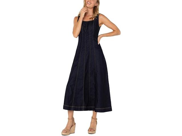 (取寄) リバプールロサンゼルス レディース スモック バック フィット アンド フレア ミディ ドレス Liverpool Los Angeles women Smocked Back Fit And Flare Midi Dress Indigo Rinse