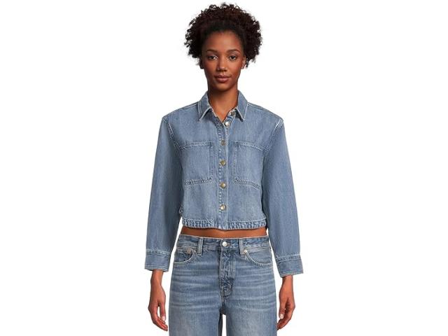 (取寄) メイドウェル レディース クロップド ボクシー ロング スリーブ シャツ イン ウォッシュ Madewell women Cropped Boxy Long Sleeve Shirt In Maspeth Wash Maspeth Wash