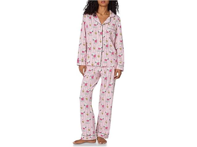 (取寄) ベッドヘッドパジャマズ レディース ピーナッツ ロング スリーブ クラシック コットン ニット パジャマ セット Bedhead PJs women Peanuts Co-Branding Long Sleeve Classic Cotton Knit Pajama Set Snoopy's Valentine