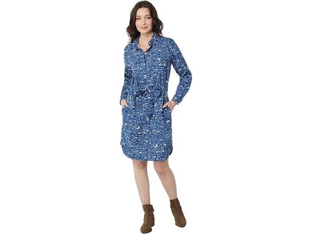 (取寄) エルエルビーン レディース シグニチャー キャンプ シャツドレス ボタン フロント L.L.Bean women L.L.Bean Signature Camp Shirtdress Button Front Deep Nautical Blue Birdsの通販は 25,140円