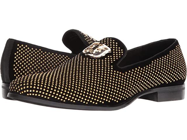 (取寄) ステイシー アダムス メンズ スワッガー スタデッド オーナメント ローファー Stacy Adams men  Swagger Studded Ornament Loafer Black/Gold