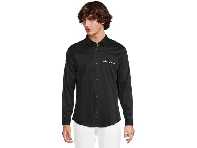 (取寄) アルマーニエクスチェンジ メンズ スクリプト ロゴ ボタン ダウン Armani Exchange men Script Logo Button Down Deep Navy
