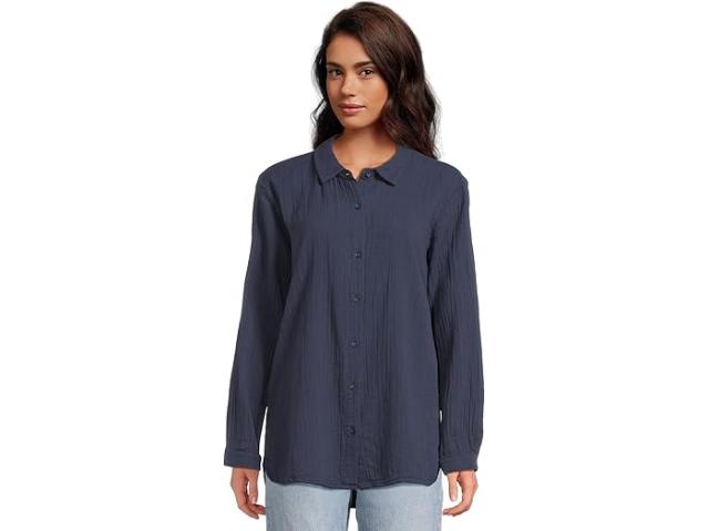 (取寄) モッドオードック レディース ロング スリーブ ボタンアップ シャツ Mod-o-doc women Long Sleeve Button-Up Shirt Vibrant Navy