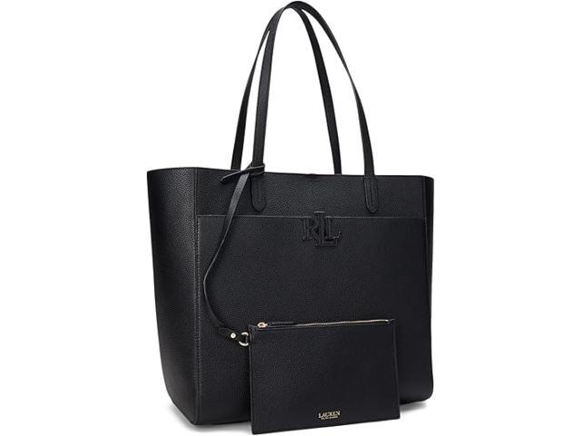 (取寄) ローレン ラルフローレン レディース ペブルド レザー ラージ キャメリン トート バッグ Lauren Ralph Lauren women Pebbled Leather Large Cameryn Tote Bag Black