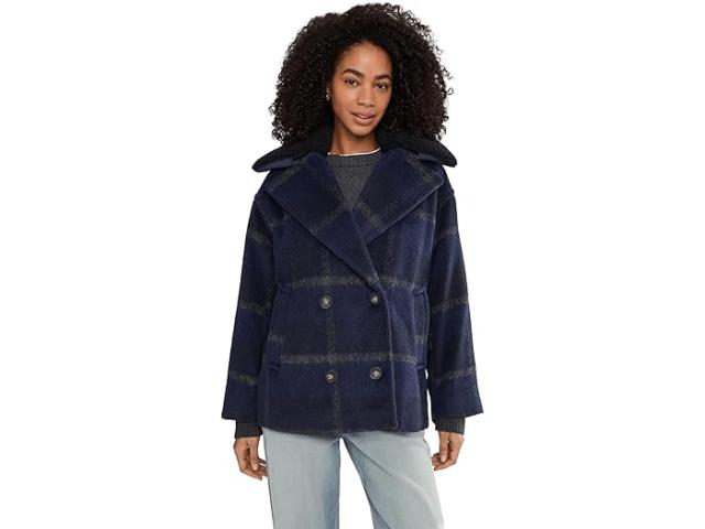 (取寄) リーバイス レディース ウール ブレンド ピーコート Levi's women Wool Blend Peacoat Navy Plaid