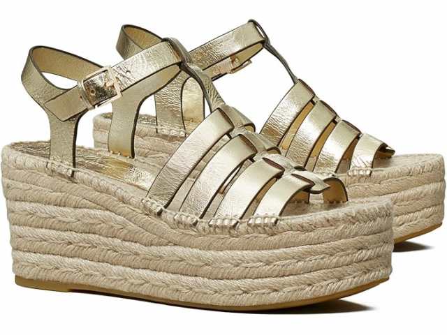 (取寄) トリーバーチ レディース フィッシャーマン エスパドリーユ ウェッジ 75 ウム Tory Burch women Fisherman Espadrille Wedge 75 mm Spark Goldの通販は