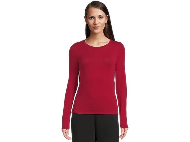 (取寄) アイリーン フィッシャー レディース シーア ニット ラウンド ネック スリム ロング スリーブ ティー Eileen Fisher women Sheer Knit Round Neck Slim Long Sleeve Tee Ruby