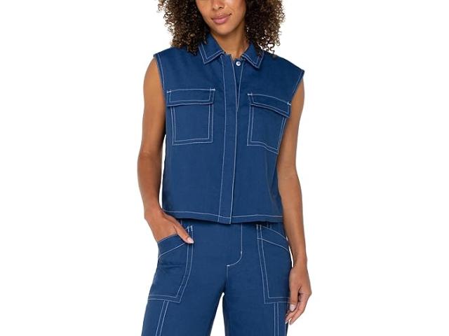 (取寄) リバプールロサンゼルス レディース スリーブレス カーゴ シャツ Liverpool Los Angeles women Sleeveless Cargo Shirt Goddess Blue