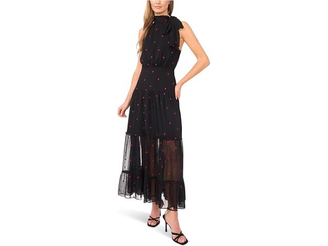 (取寄) シーシー レディース ホルター タイ ネック ティアード マキシ ドレス CeCe women Halter Tie Neck Tiered Maxi Dress Rich Black