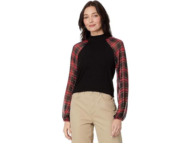 (取寄) トミーヒルフィガー レディース ロング スリーブ ミックスド メディア トップ Tommy Hilfiger women Tommy Hilfiger Long Sleeve Mixed Media Top Blackの通販は 17,265円