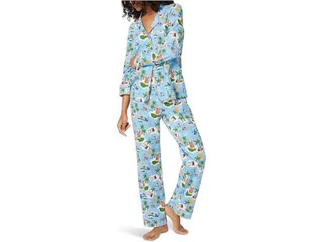 (取寄) ベッドヘッドパジャマズ レディース ロング スリーブ クラシック コットン ニット パジャマ セット Bedhead PJs women Long Sleeve Classic Cotton Knit Pajama Set Surfin Santa