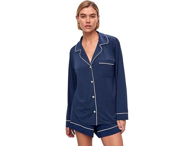 (取寄) エバージェイ レディース ジゼル ロング スリーブ トップ アンド ショート Pj セット Eberjey women Gisele Long Sleeve Top & Short PJ Set Navy/Ivory