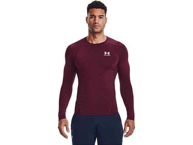 (取寄) アンダーアーマー メンズ ヒートギア アーマー コンプレッション ロング スリーブ Under Armour men Under Armour Heatgear Armour Compression Long Sleeve Maroon/White