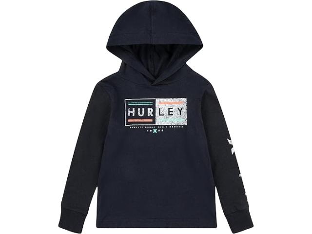 (取寄) ハーレー キッズ ボーイズ ロング スリーブ グラフィック フーデット トップ (リトル キッズ) Hurley Kids boys Long Sleeve Graphic Hooded Top (Little Kids) Blackの通販は 10,650円